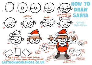 How to draw Santa cartoon