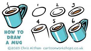 How to draw a mug in a cartoon style
