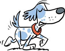 White dog with blue spots cartoon
