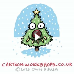 How to draw a Christmas tree cartoon character
