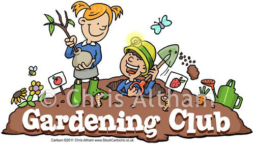 School gardening club cartoon