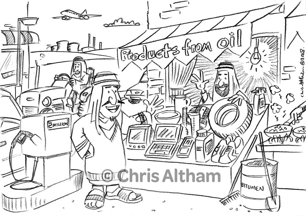 Iraq Oil Processing and Products Cartoon
