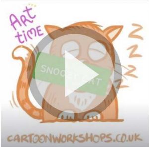 Easy to draw snoozy cat cartoon