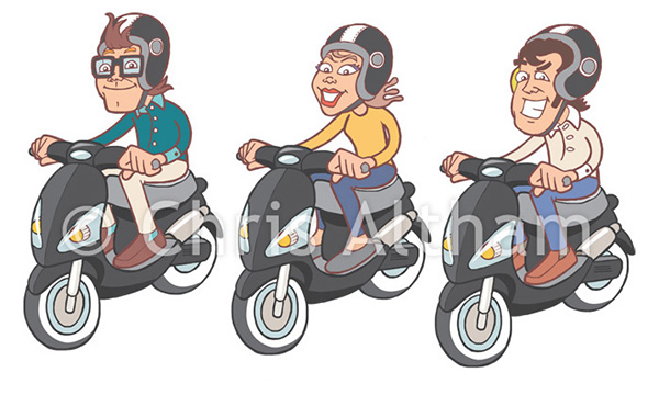 Vespa scooter cartoons for animated promotional video