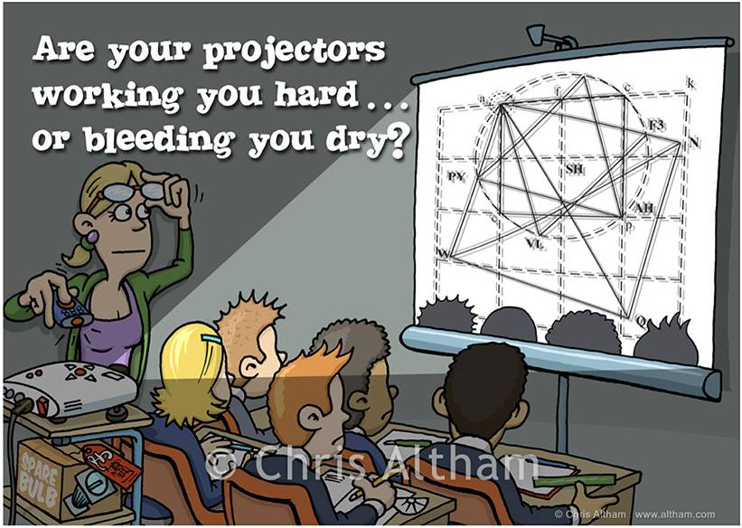 Audion visual equipment faulty cartoon aimed at schools, colleges and universities