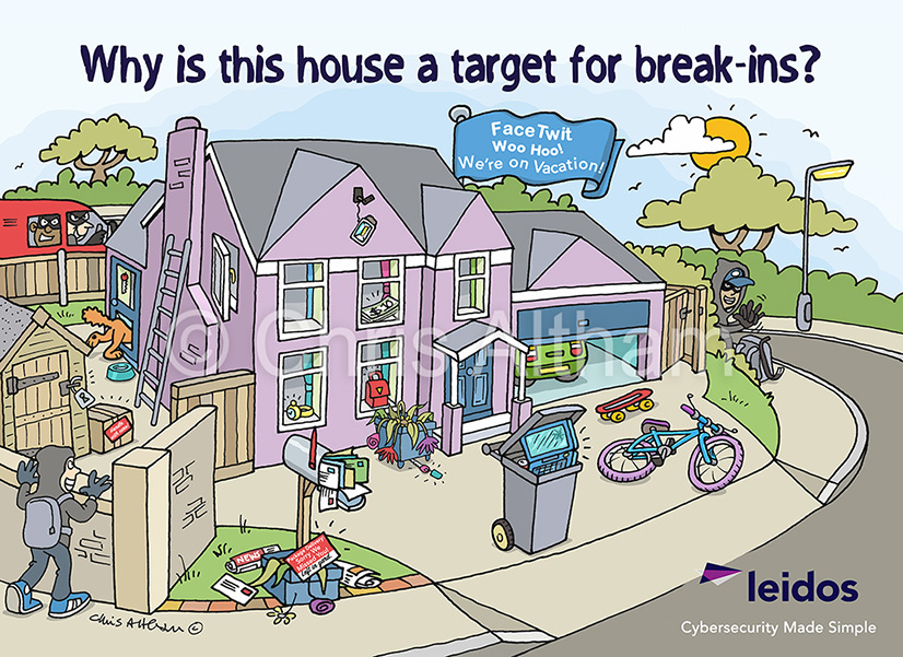 House burglary cartoon for crime prevention