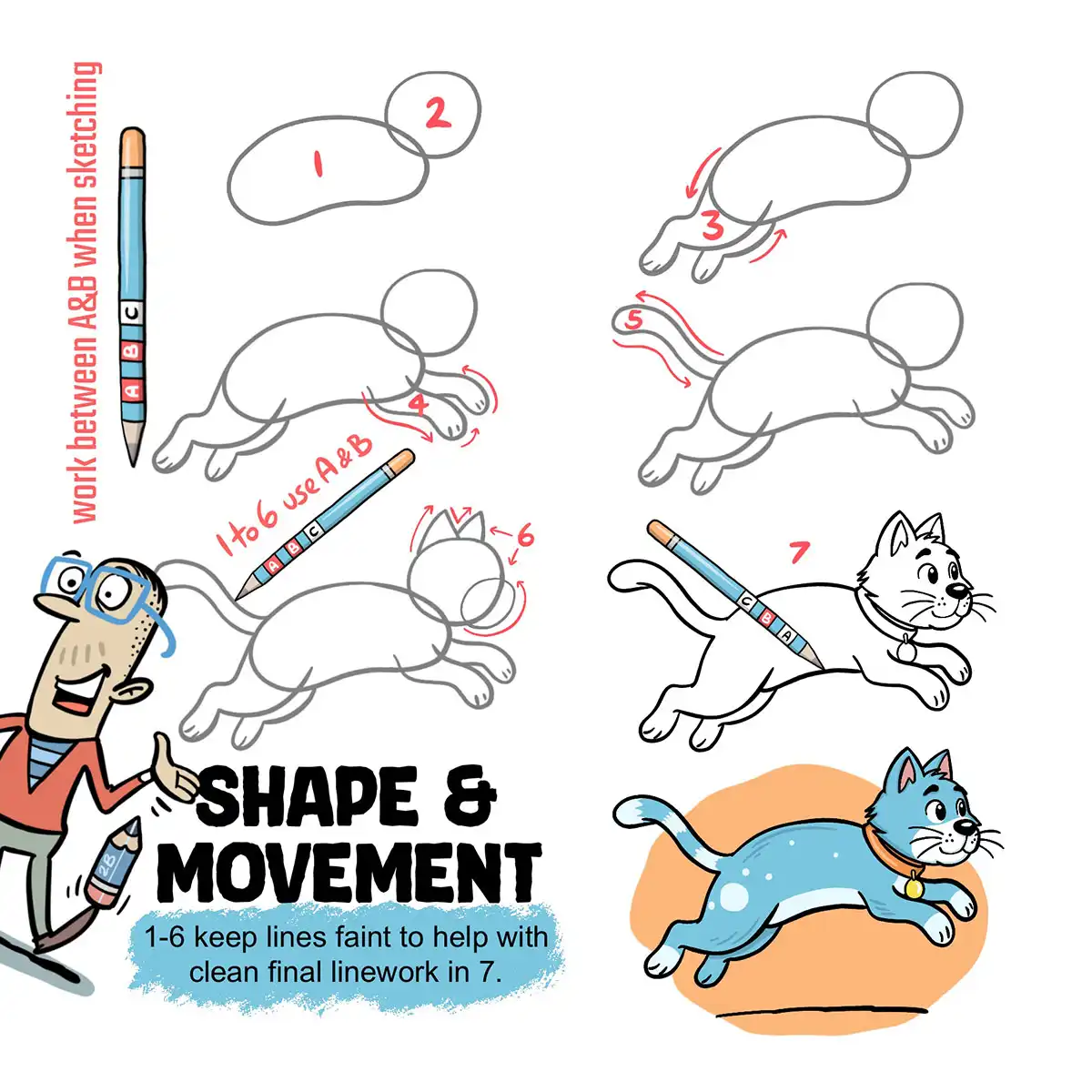 How to draw a cat cartoon character